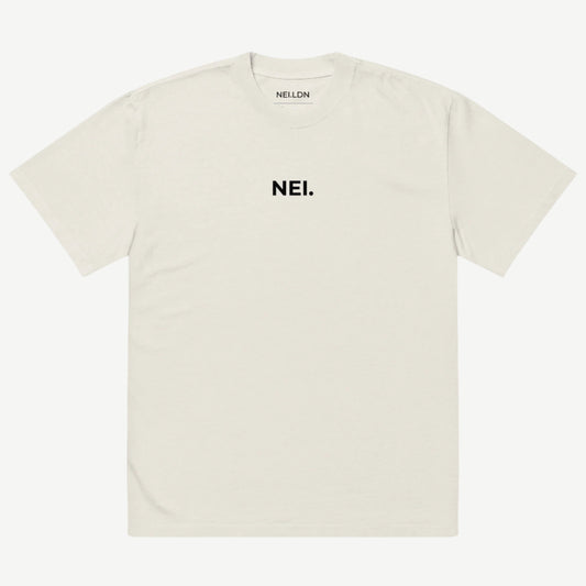 Inner Stonewashed Drop oversized faded t-shirt in Bone with black embroidered NEI logo