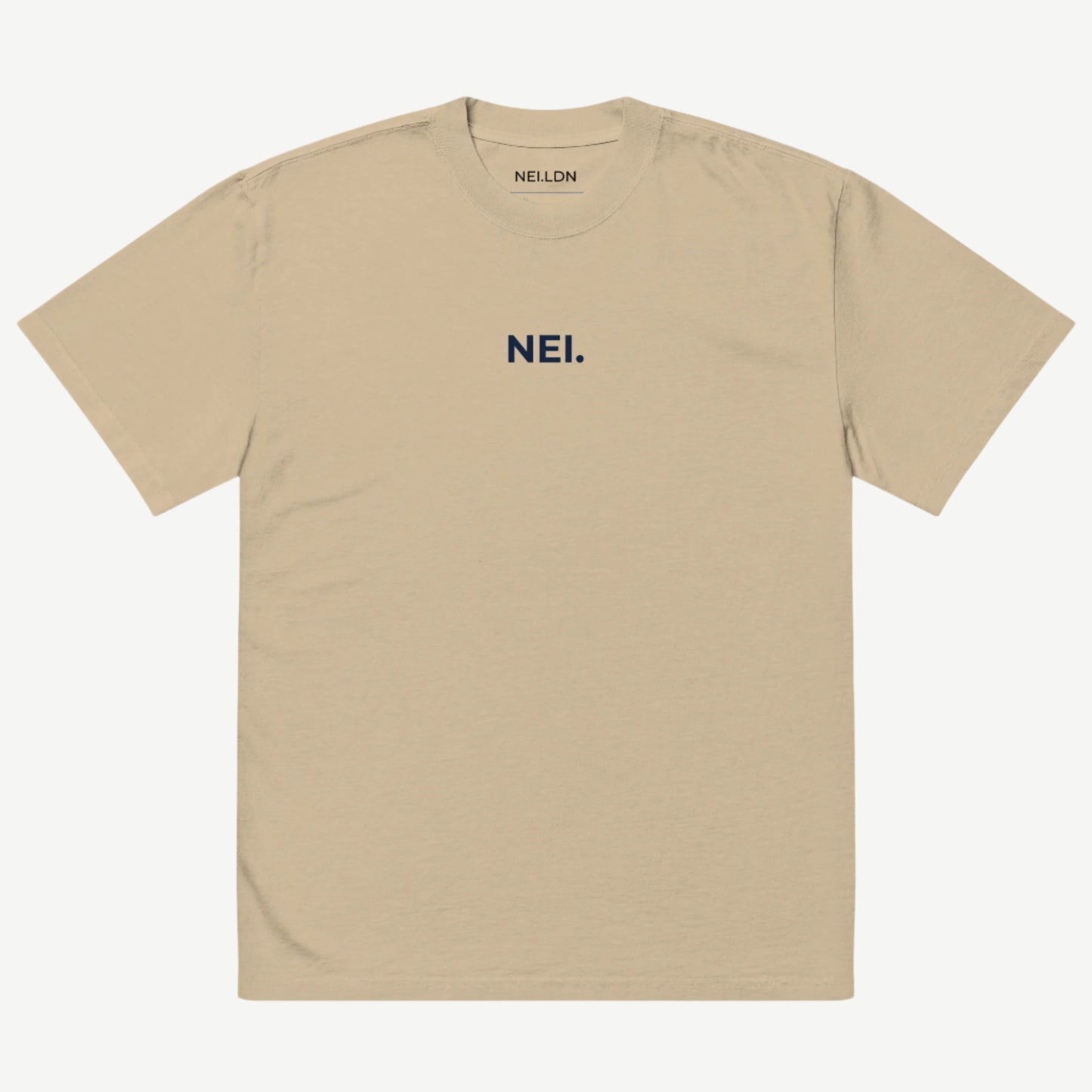 Inner Stonewashed Drop oversized faded t-shirt in Khaki with black embroidered NEI logo