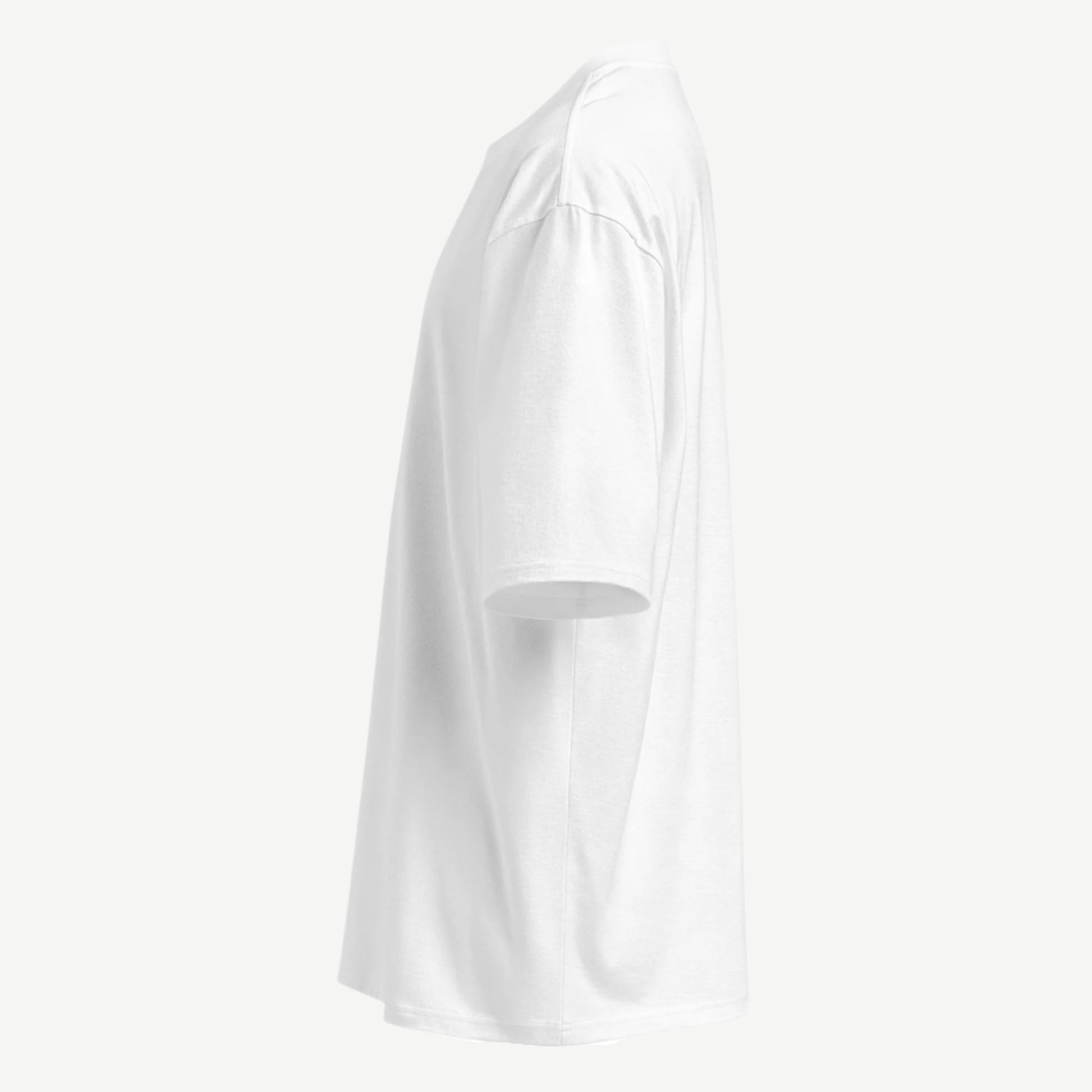 Quiet Flow white oversized drop shoulder t-shirt in premium carded cotton with black embroidered NEI logo