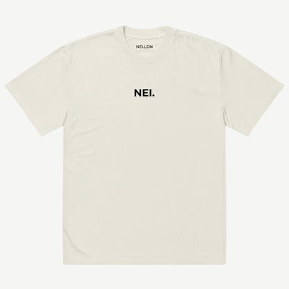 Inner Stonewashed Drop oversized faded t-shirt in Bone with black embroidered NEI logo
