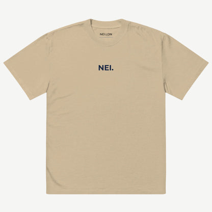 Inner Stonewashed Drop oversized faded t-shirt in Khaki with black embroidered NEI logo